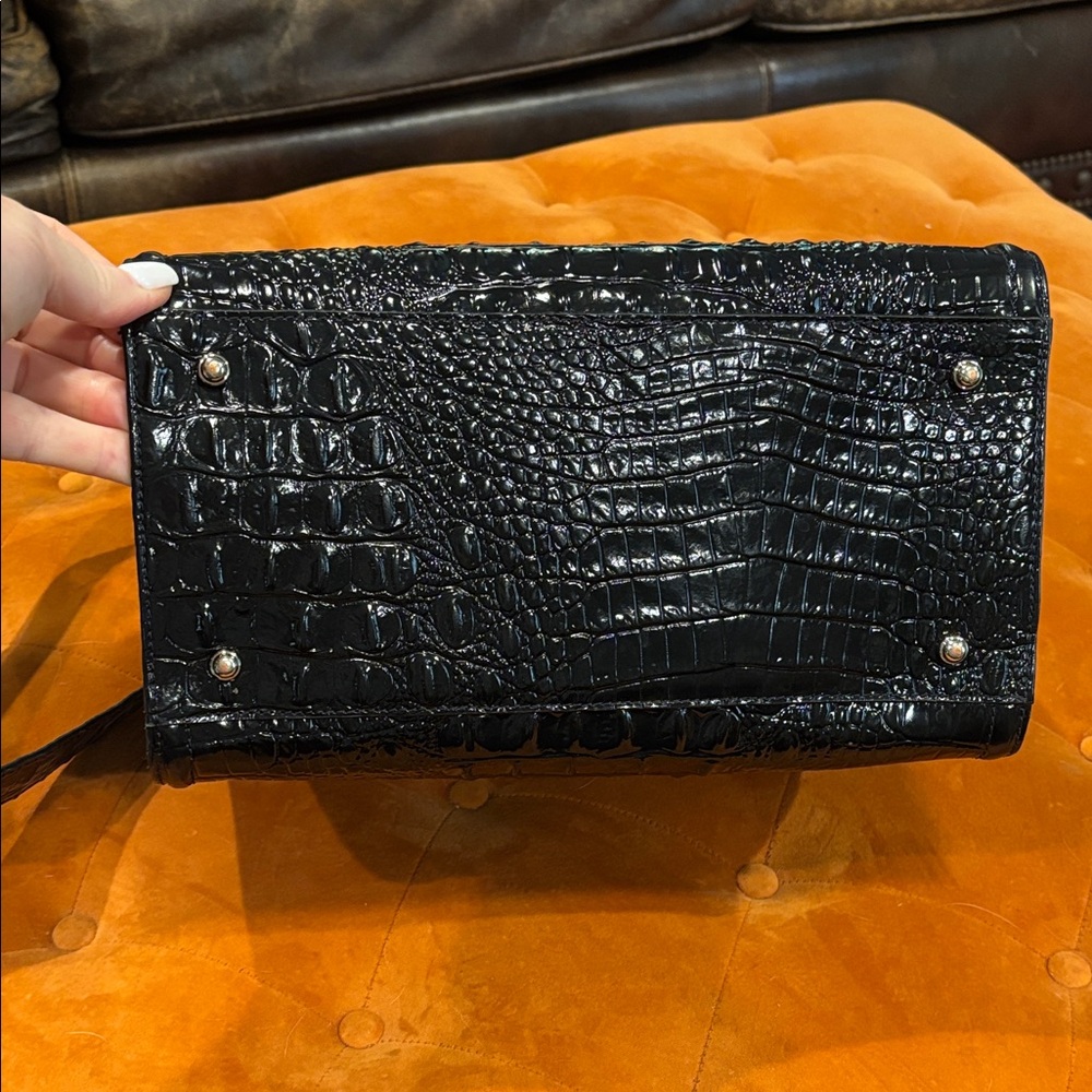 Brahmin Black Crocodile Embossed Handbag Set - Picture 12 of 16